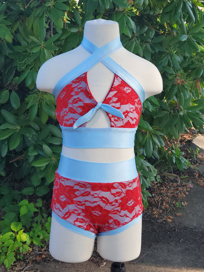 Adult Lace Cross Top Dance Set
