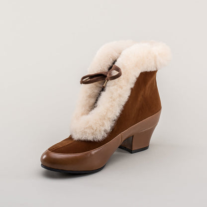 Alpen Retro Winter Booties (Brown/Ivory)