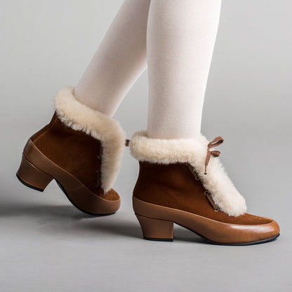 Alpen Retro Winter Booties (Brown/Ivory)