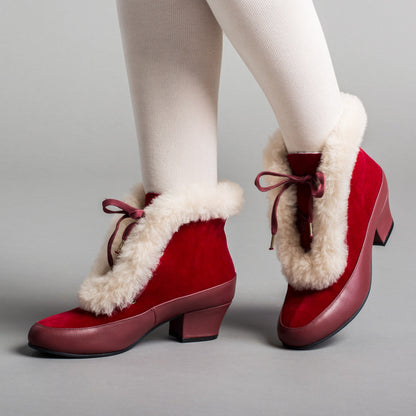 Alpen Retro Winter Booties (Oxblood/Ivory)