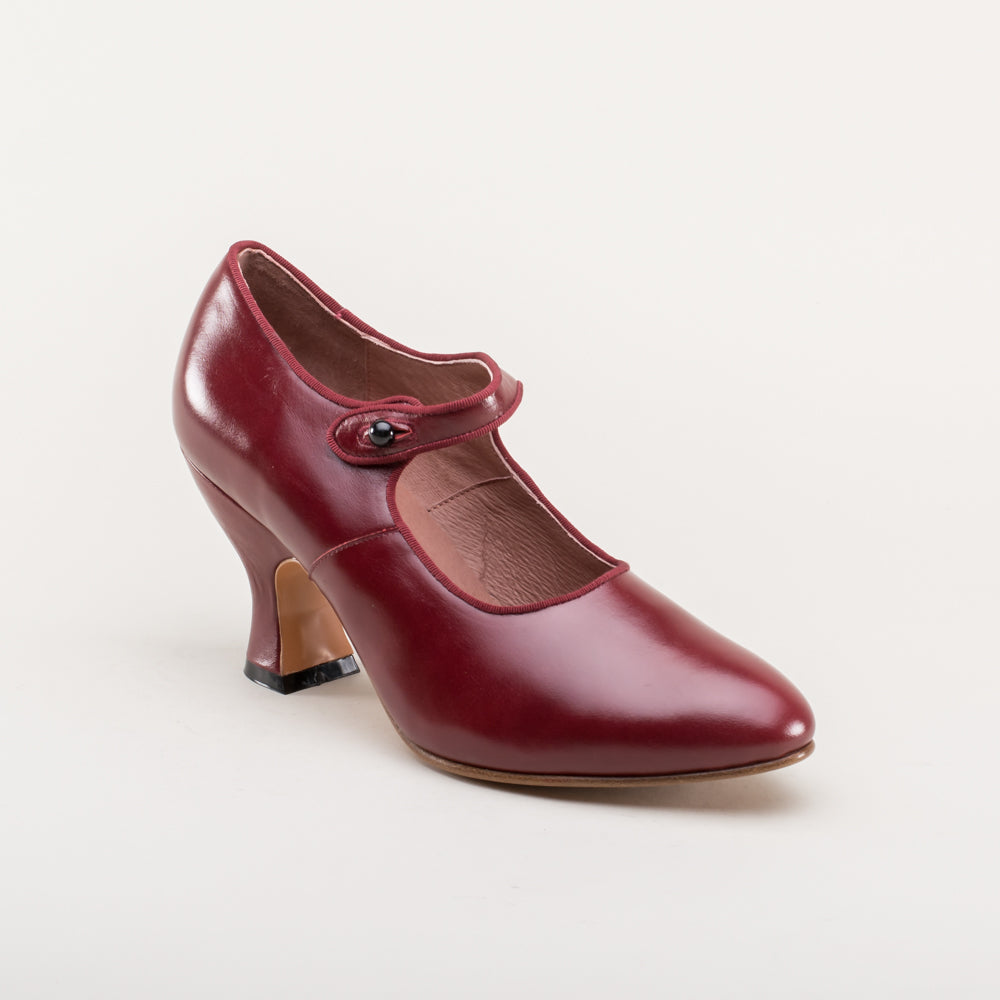 Anna May 1920s Mary Jane High Heels (Oxblood)