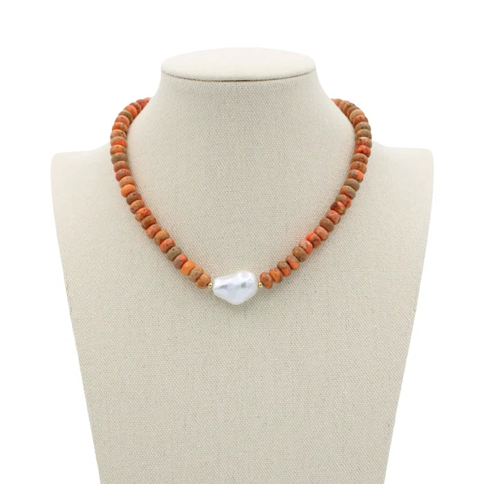 Baroque Pearl Necklace - Orange