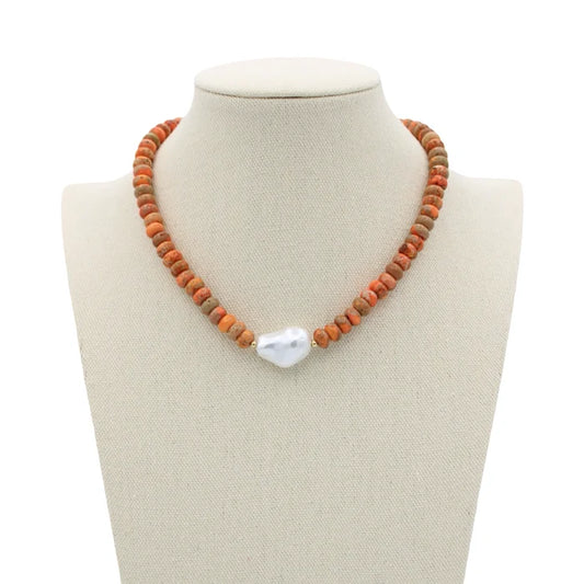 Baroque Pearl Necklace - Orange