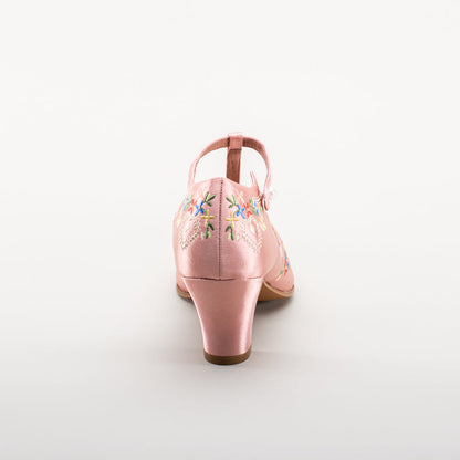 Daisy Embroidered T-Straps (Pink)