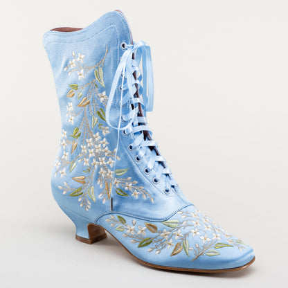 Flora Women's Embroidered Boots (Blue)