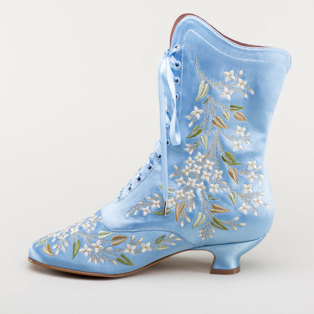 Flora Women's Embroidered Boots (Blue)