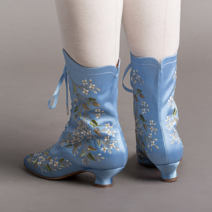 Flora Women's Embroidered Boots (Blue)