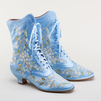 Flora Women's Embroidered Boots (Blue)