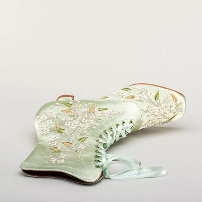 Flora Embroidered Boots Wide (Celadon Green)
