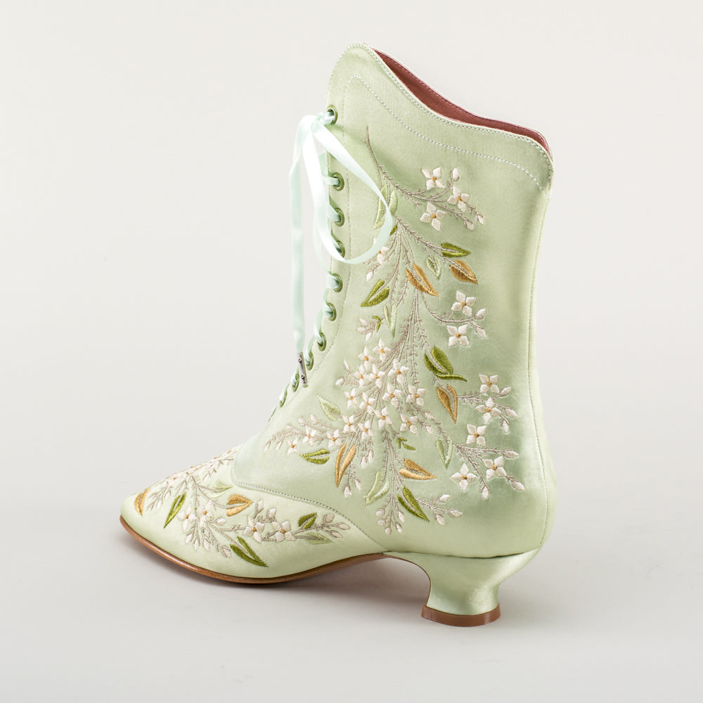 Flora Women's Embroidered Boots (Celadon Green)