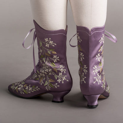 Flora Women's Embroidered Boots (Lavender)