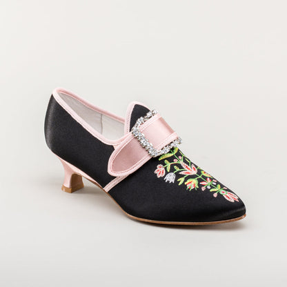 Primrose 18th Century Shoes (Black/Pink)