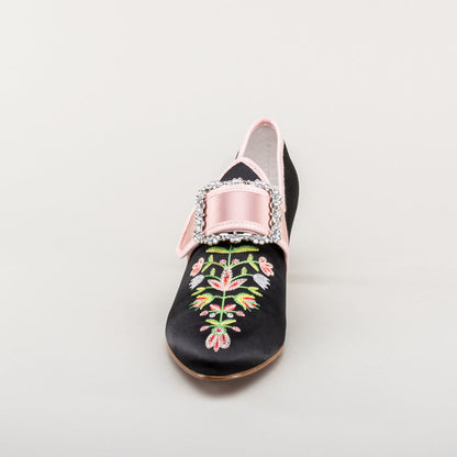 Primrose 18th Century Shoes (Black/Pink)