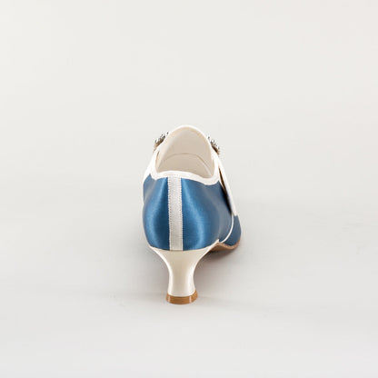 Primrose 18th Century Shoes (Blue/Ivory)