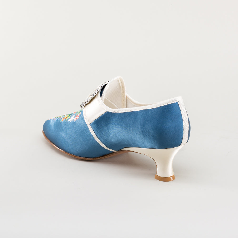 Primrose 18th Century Shoes (Blue/Ivory)