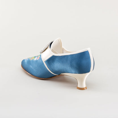 Primrose 18th Century Shoes (Blue/Ivory)