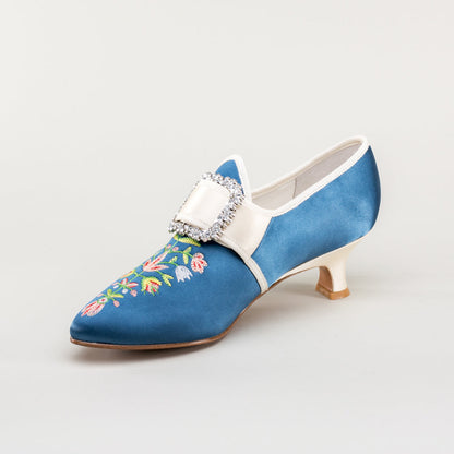 Primrose 18th Century Shoes (Blue/Ivory)