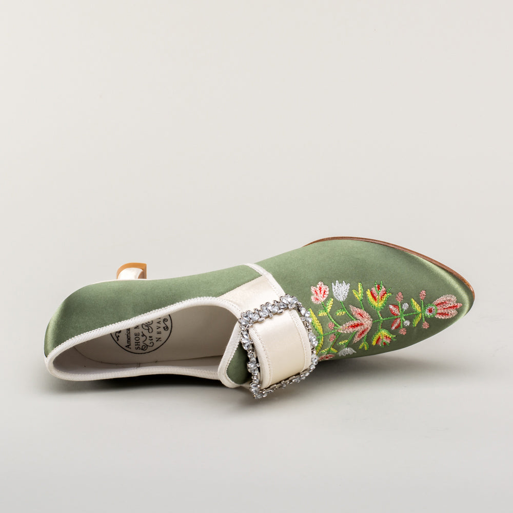 Primrose 18th Century Shoes (Green/Ivory)