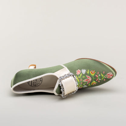 Primrose 18th Century Shoes (Green/Ivory)