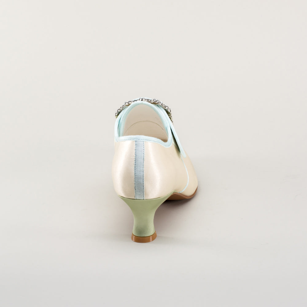 Primrose 18th Century Shoes (Ivory/Celadon Green)