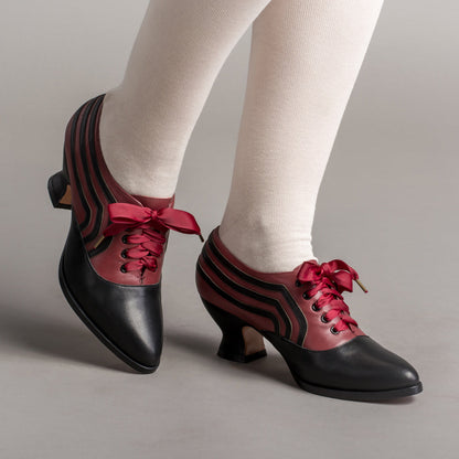 Bernadette Edwardian Oxfords (Burgundy/Black)