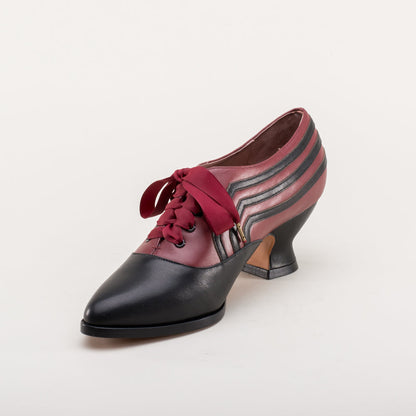 Bernadette Edwardian Oxfords (Burgundy/Black)