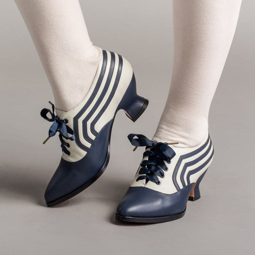 Bernadette Edwardian Oxfords (Navy/Ivory)