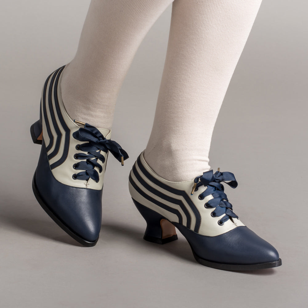 Bernadette Edwardian Oxfords (Navy/Ivory)
