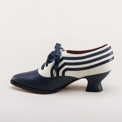 Bernadette Edwardian Oxfords Wide (Navy/Ivory)
