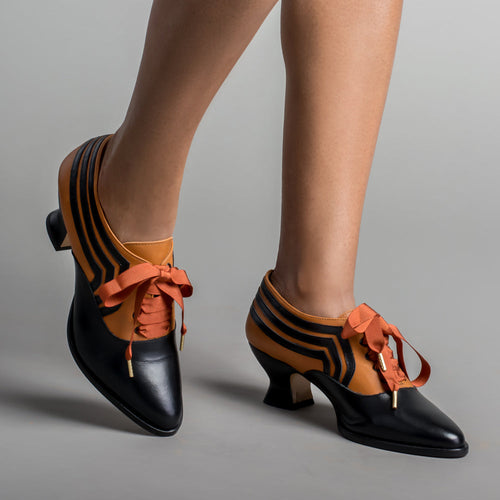 Bernadette Edwardian Oxfords (Cognac/Black)