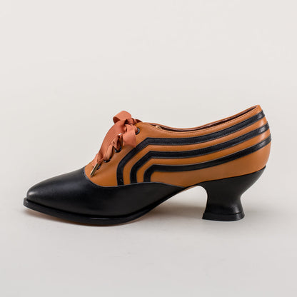 Bernadette Edwardian Oxfords Wide (Cognac/Black)