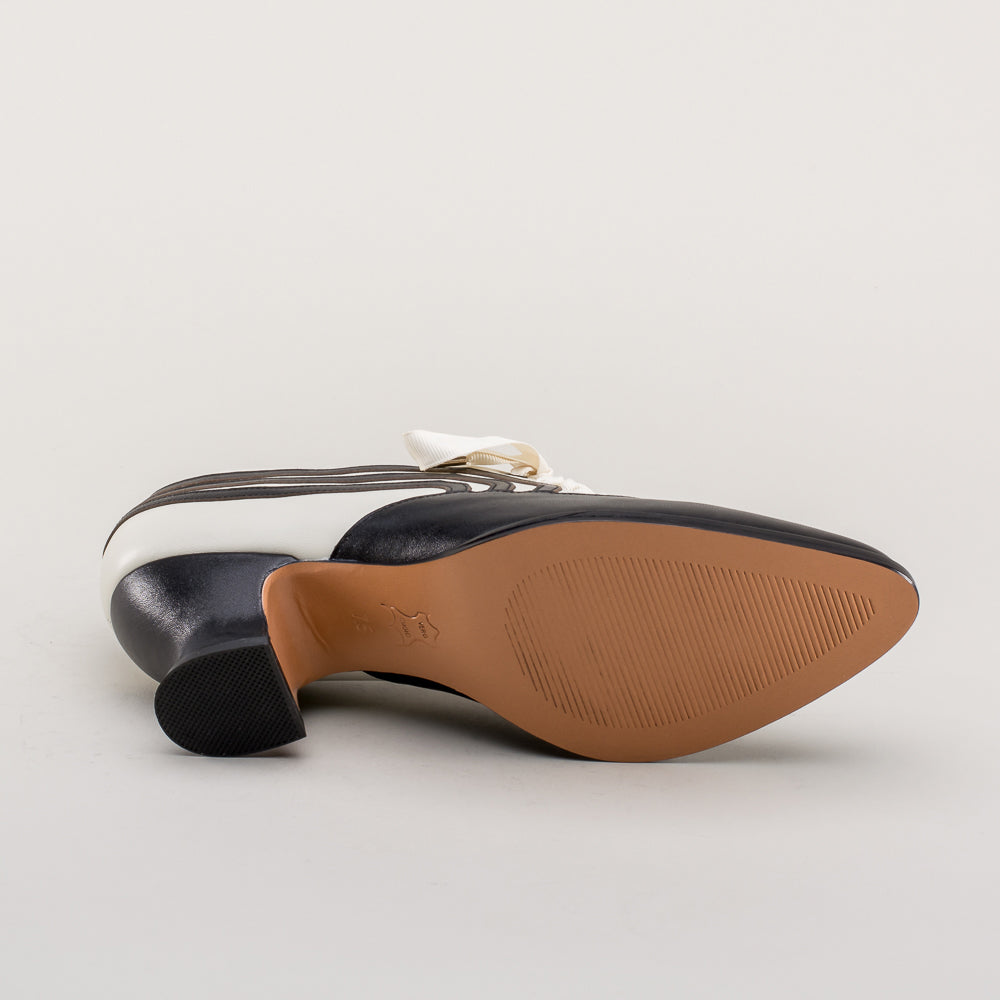 Bernadette Edwardian Oxfords Wide (Ivory/Black)