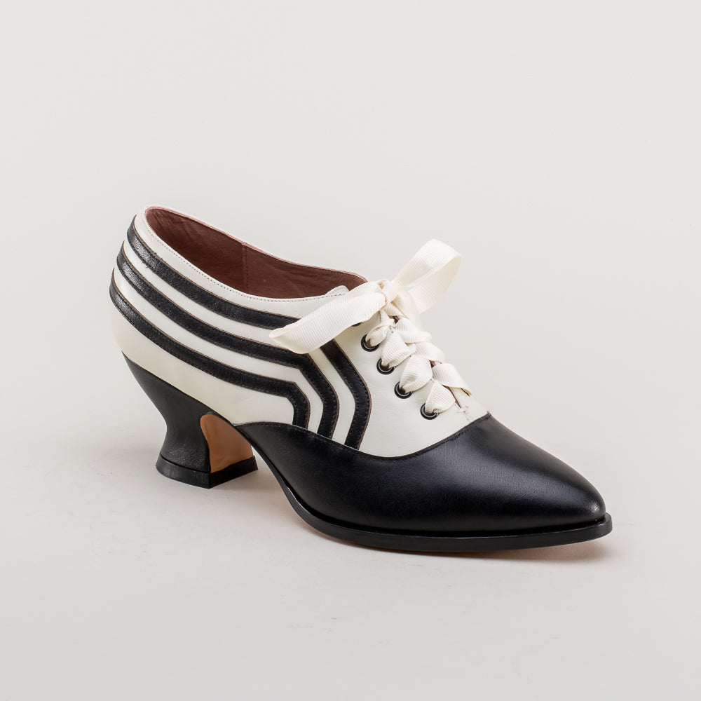 Bernadette Edwardian Oxfords (Ivory/Black)