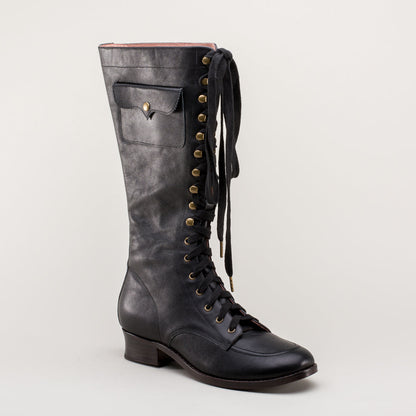 Bessie Vintage Aviator Boots Wide (Black)