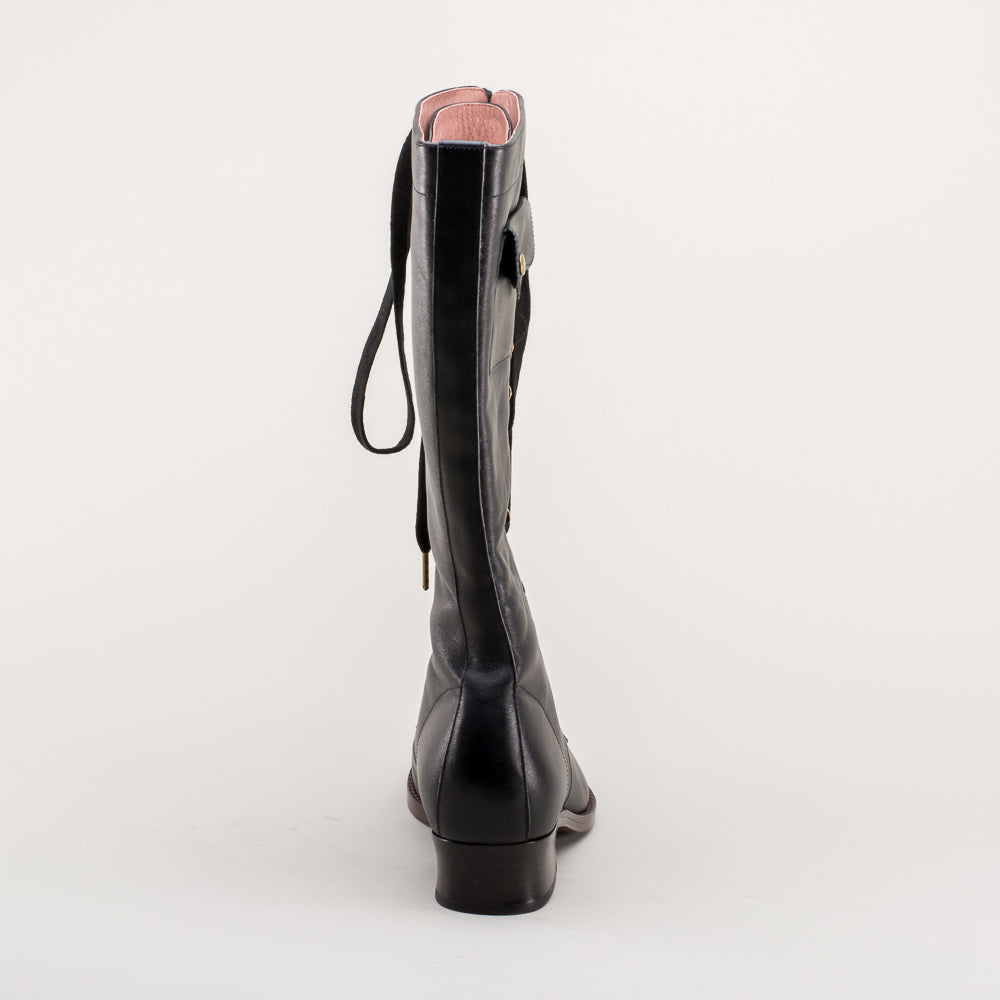 Bessie Vintage Aviator Boots (Black)