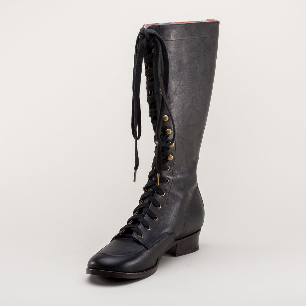 Bessie Vintage Aviator Boots Wide (Black)