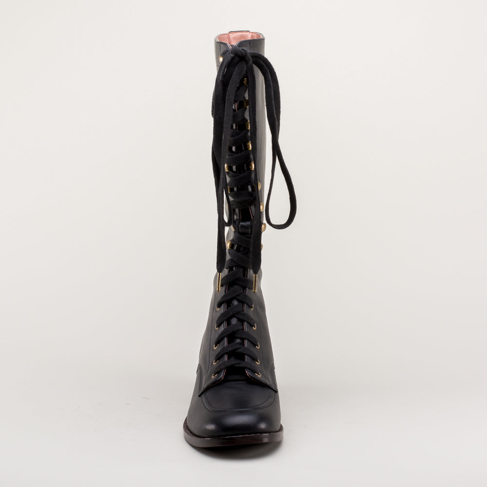 Bessie Vintage Aviator Boots (Black)