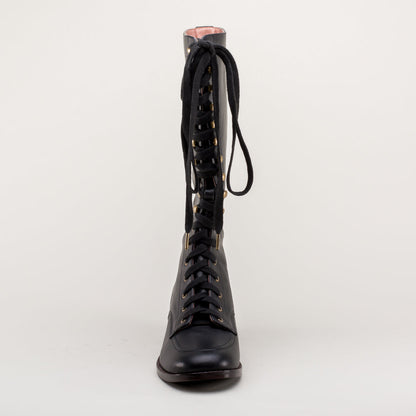 Bessie Vintage Aviator Boots (Black)