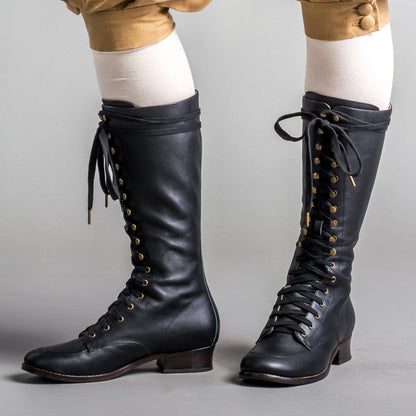 Bessie Vintage Aviator Boots Wide (Black)