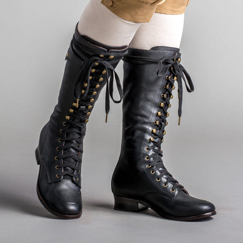 Bessie Vintage Aviator Boots (Black)