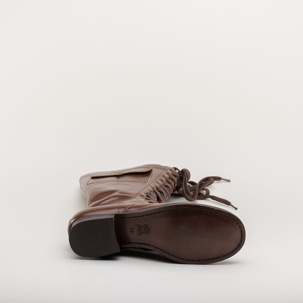 Bessie Vintage Aviator Boots Wide (Brown)