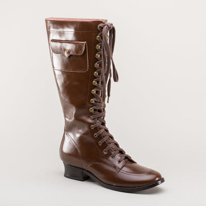 Bessie Vintage Aviator Boots Wide (Brown)