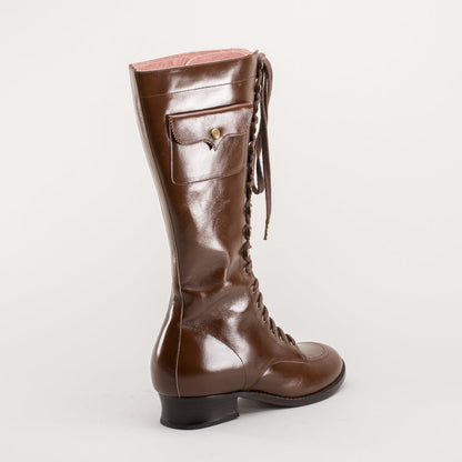 Bessie Vintage Aviator Boots (Brown)
