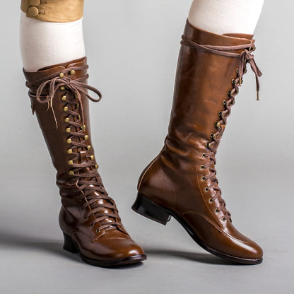 Bessie Vintage Aviator Boots (Brown)