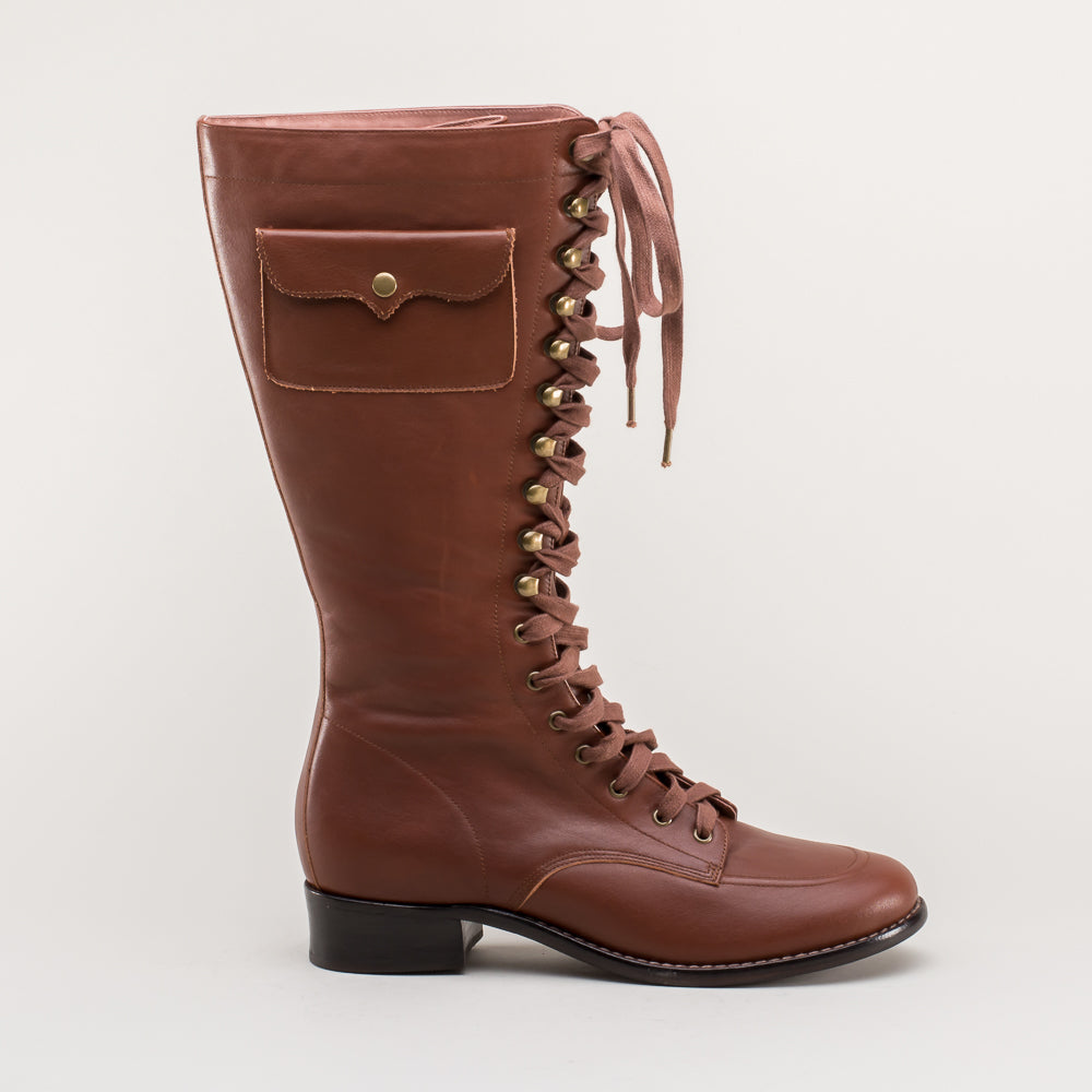 Bessie Vintage Aviator Boots (Tan)