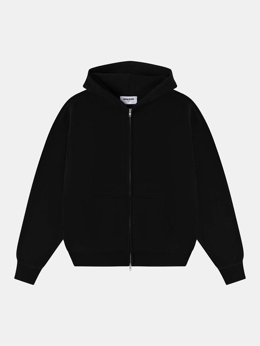 360 GSM CROPPED FIT 'BLACK' ZIP-UP HOODIE