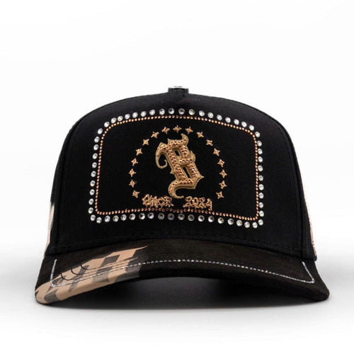 Bigg Boss Black & Gold B Since 2024 Rhinestone Snapback Hat