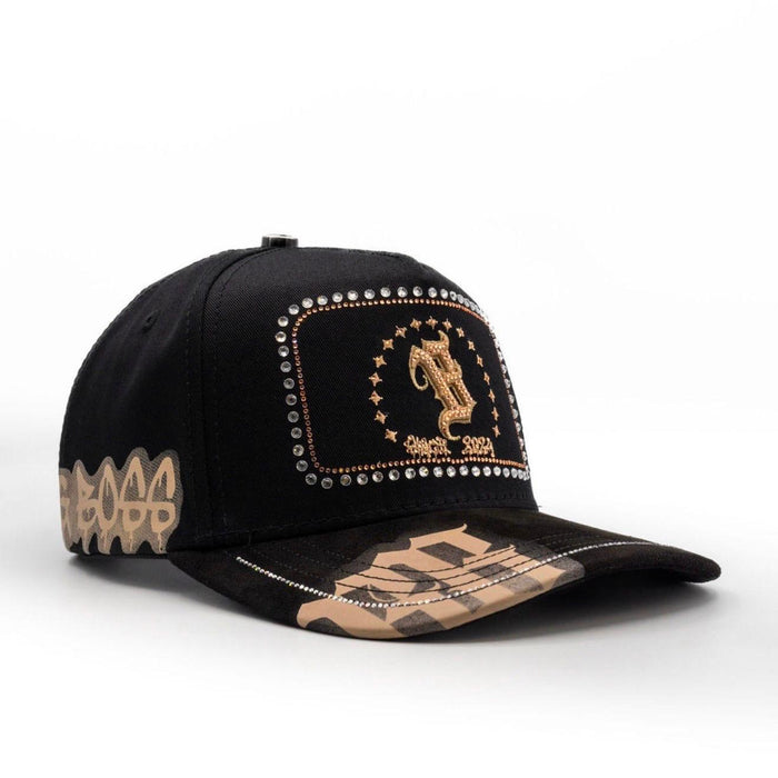 Bigg Boss Black & Gold B Since 2024 Rhinestone Snapback Hat