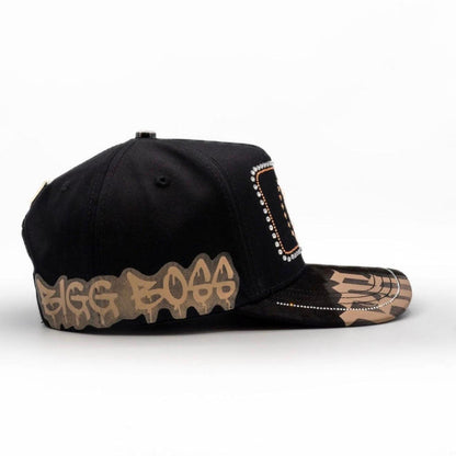 Bigg Boss Black & Gold B Since 2024 Rhinestone Snapback Hat