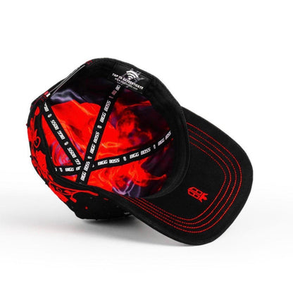 Bigg Boss Black & Red Rhinestone Rose Snapback Hat
